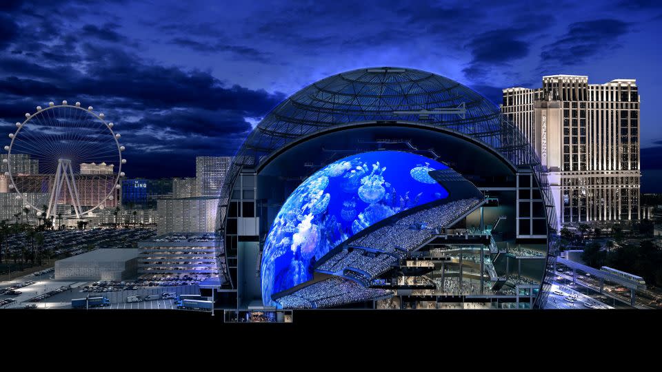 Las Vegas Sphere is illuminated for the first time